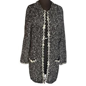 Talbots Luxury Textured Knit Sweater Duster Office Coatigan Boho Glam Jacket MP